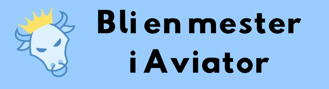 Illustrasjon av et oksehode med en krone ved siden av teksten "Bli en mester i Aviator."