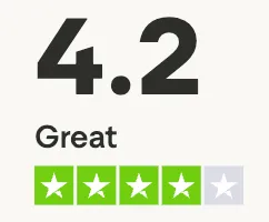 Trustpilot-vurderingen til Whale.io: 4,2 av 5, «Great»