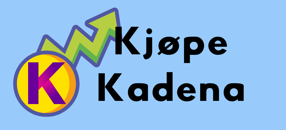 Logoen til Kadena med en grønn pil som peker oppover, symboliserer vekst og investering, med teksten "Kjøpe Kadena" på en blå bakgrunn.