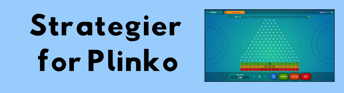 Strategier for Plinko Illustrasjon med teksten "Strategier for Plinko" ved siden av et skjermbilde av et Plinko-spill.