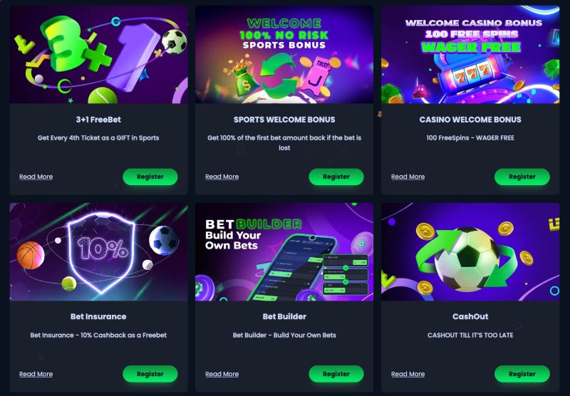 En oversikt over bonuser og kampanjer hos Jackbit Casino, inkludert velkomstbonuser, gratisspill, cashback og bet builder-funksjon.