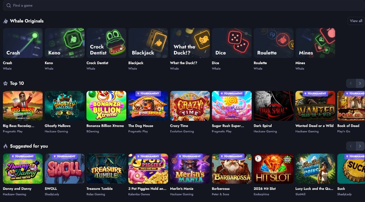 spillutvalg på Whale.io